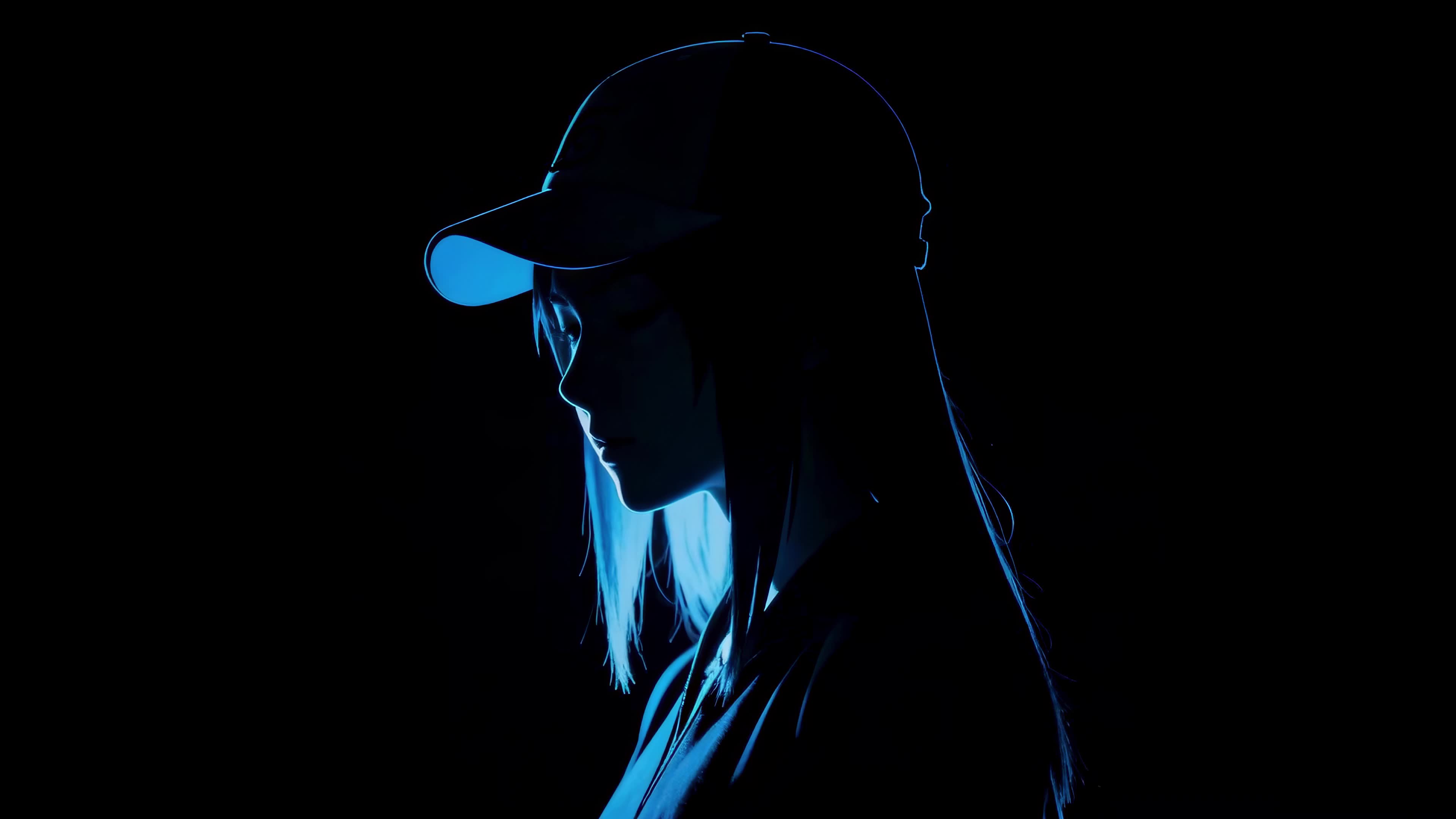 蓝光剪影少女