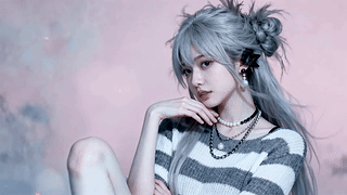 银灰发色气质少女