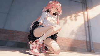 墙边长腿美女