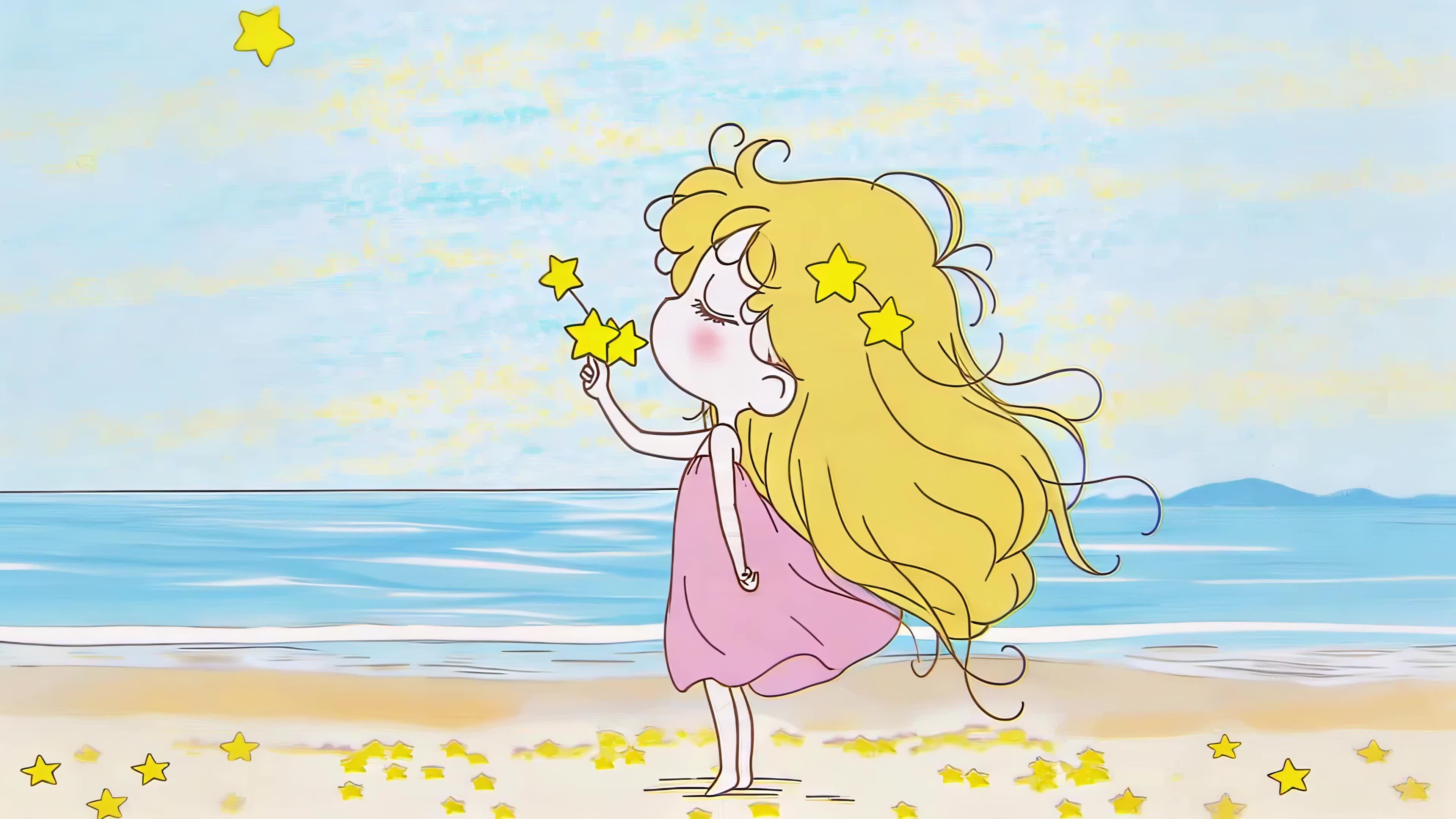 海边卡通女孩