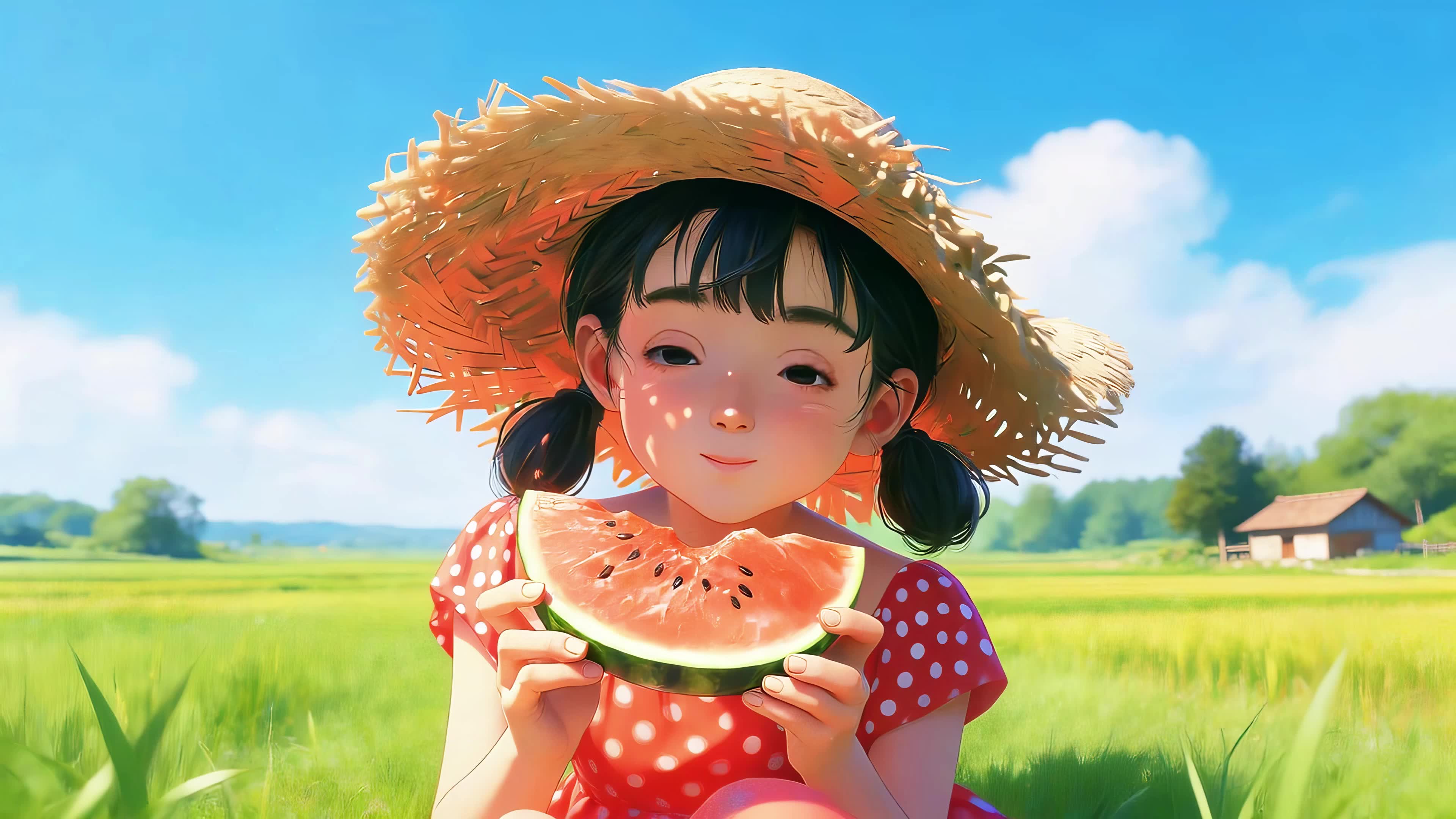 吃西瓜女孩
