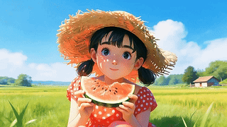吃西瓜女孩