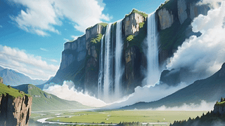 壮丽瀑布流水