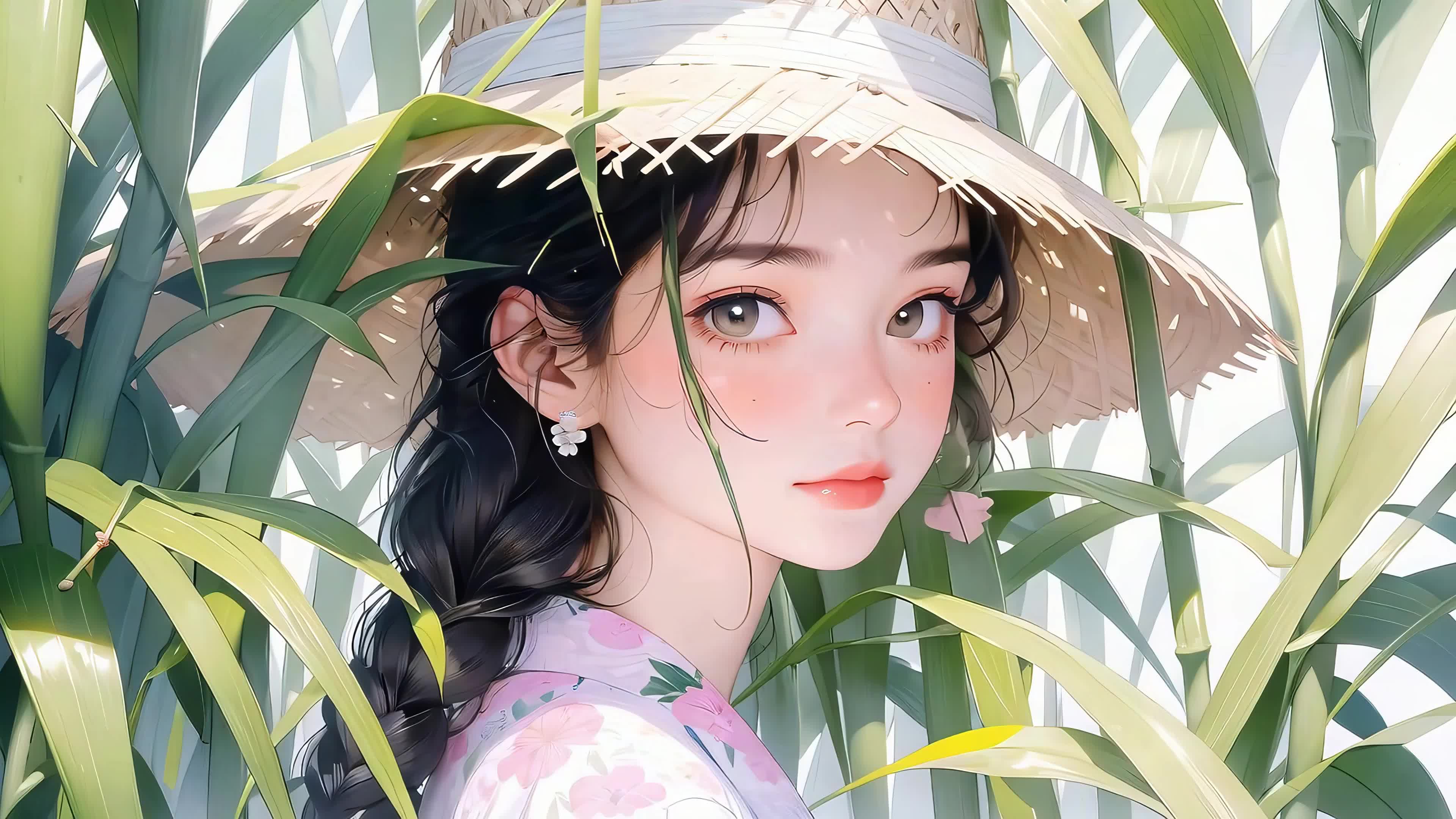 戴草帽女孩