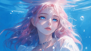 水中粉色波浪头发美女
