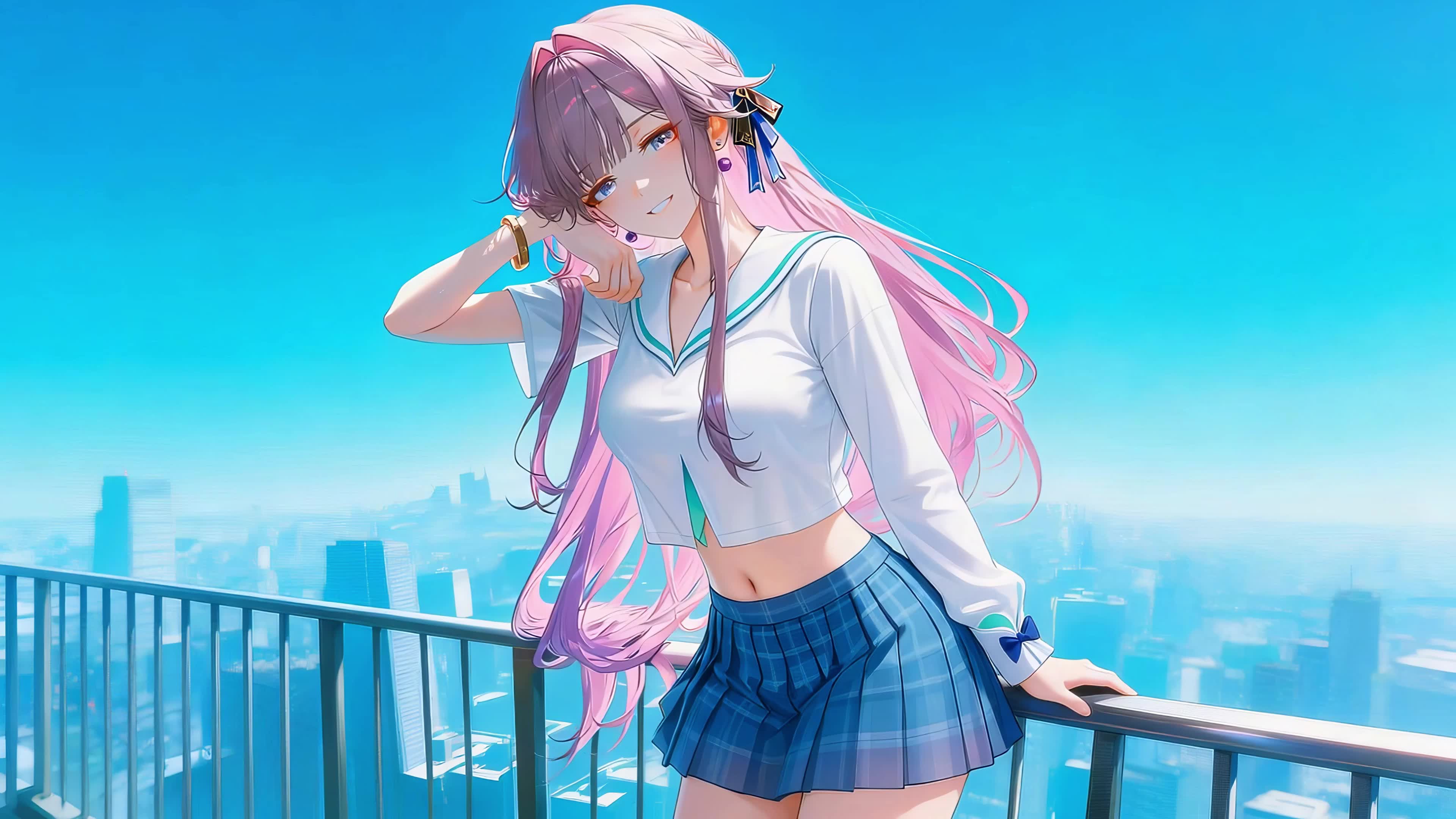 围栏边的美女