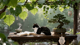 雨后闲憩慵懒小猫