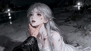 暗夜河畔落泪少女