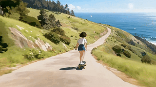 晴日海滨滑板之旅