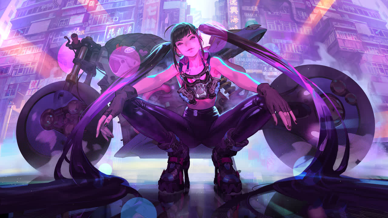 赛博朋克 女摩托车手 - Mondead Studio [4K]
