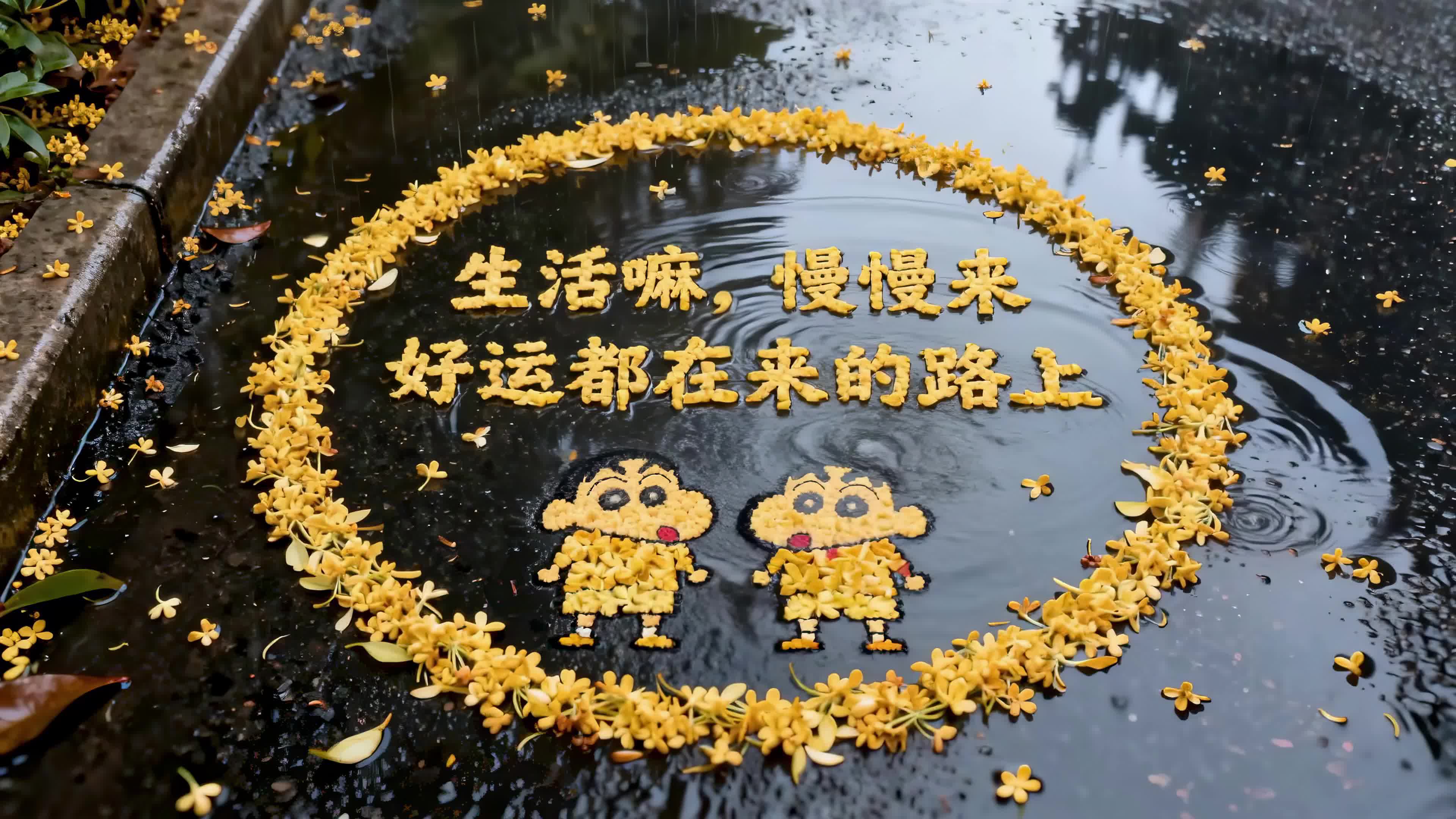 雨天桂花暖心寄语