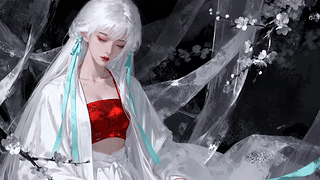 白发红衣古风女子