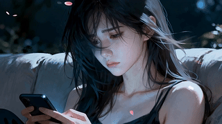 深夜独坐的少女