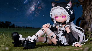 星空下的猫耳少女