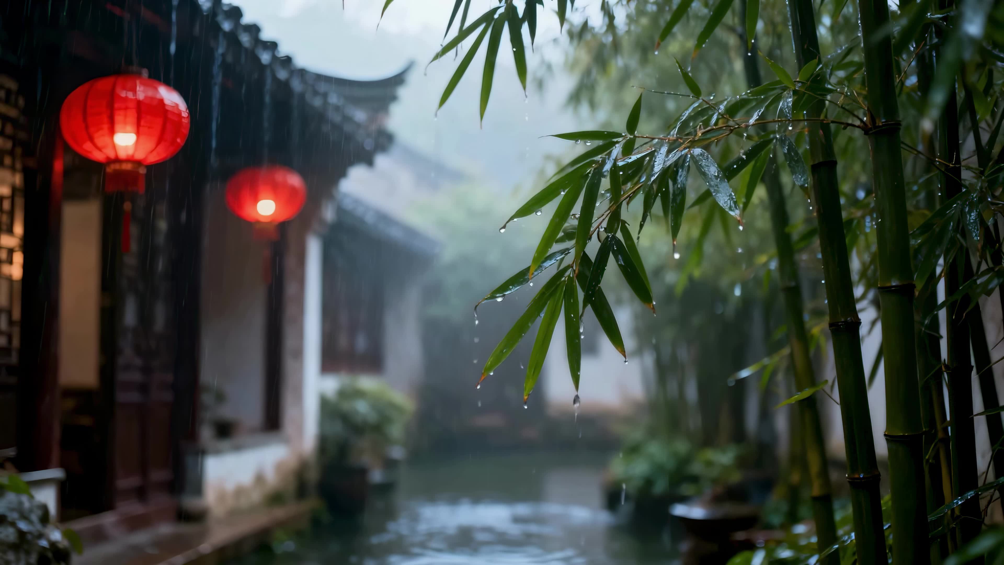 烟雨江南庭院竹韵