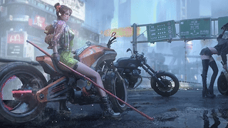 赛博朋克 摩托车与女孩