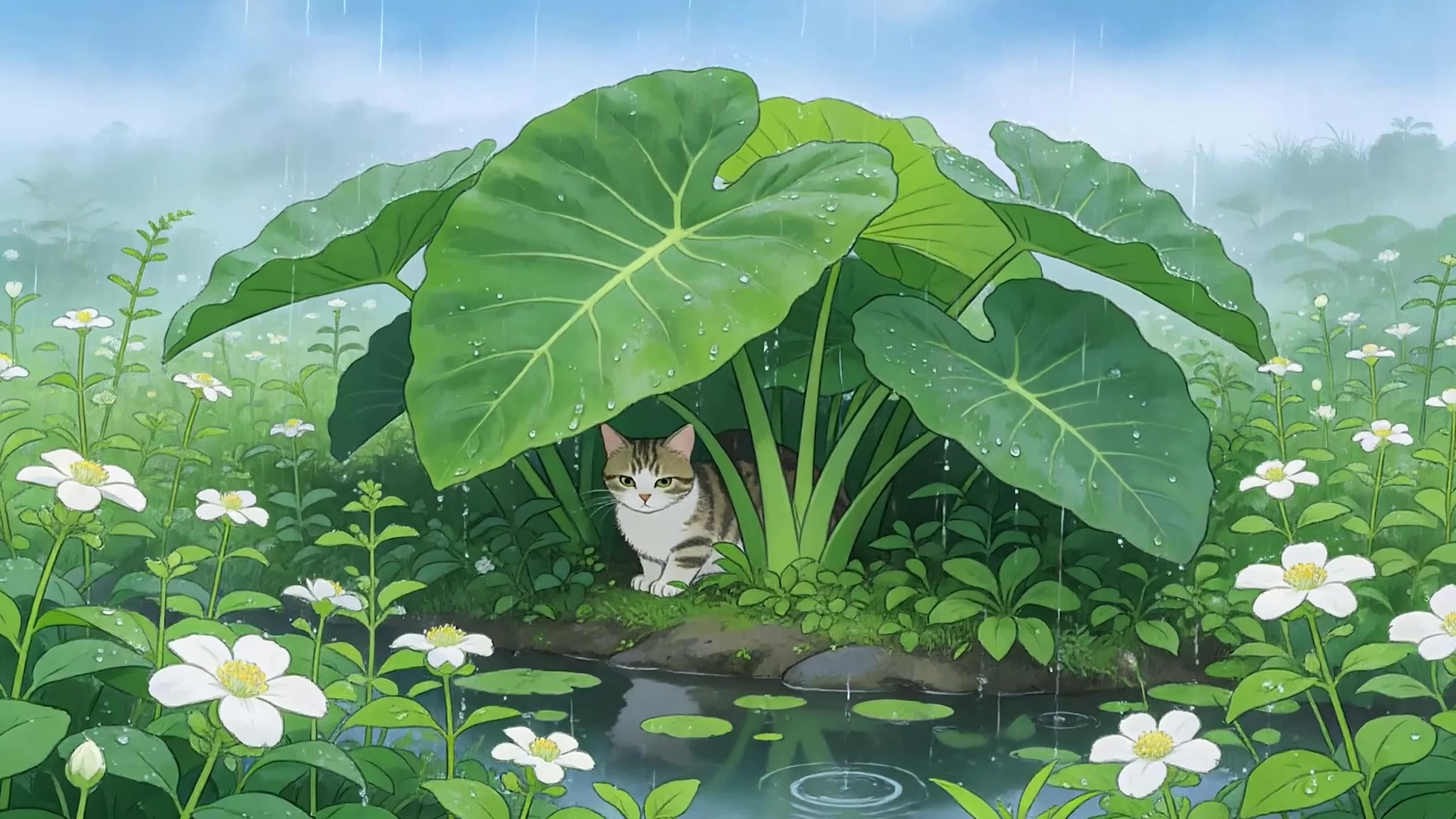 躲雨猫咪
