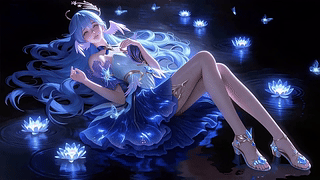 幽蓝夜水梦幻少女