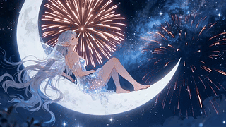 弯月上的星空精灵