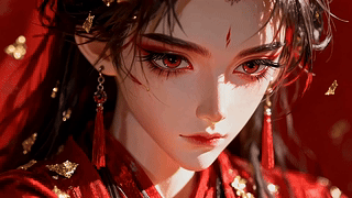 红衣金箔古风美人