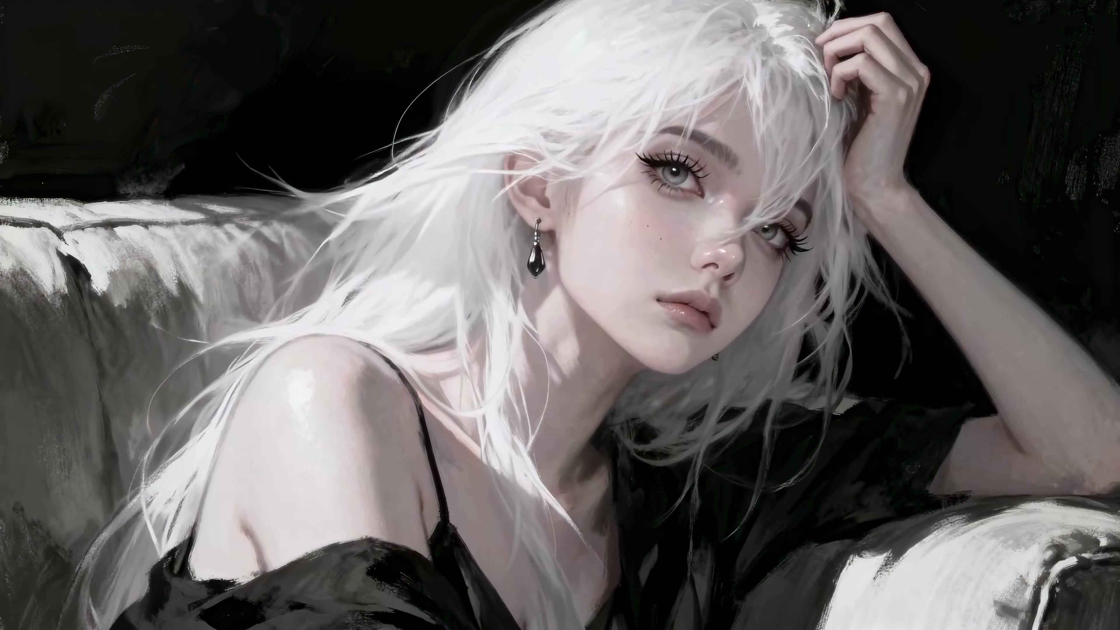 慵懒白发少女