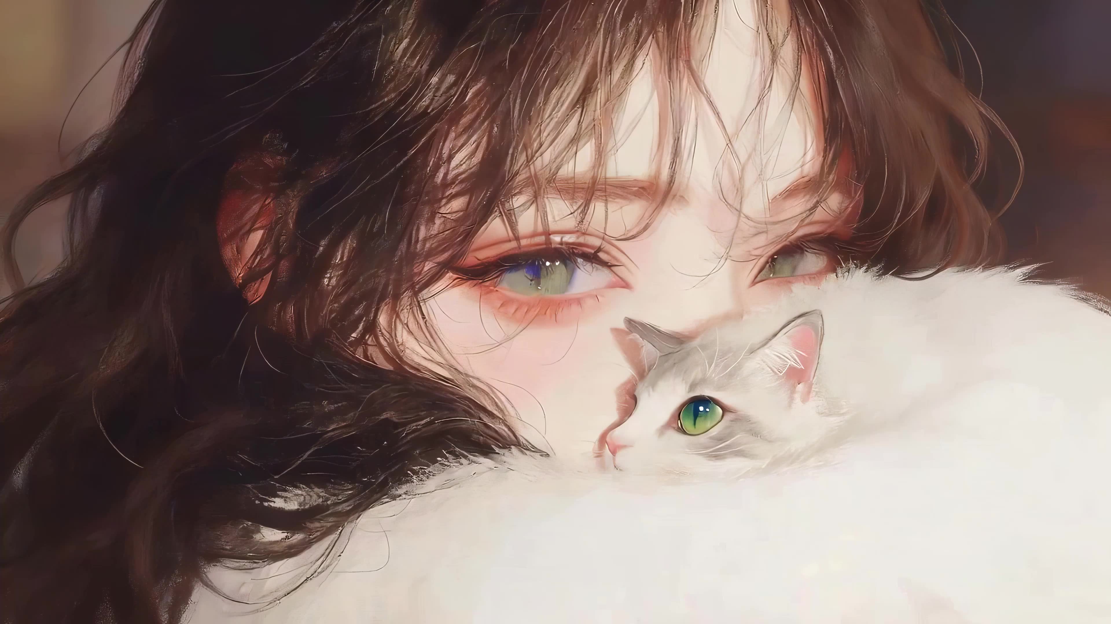 抱猫咪的女孩