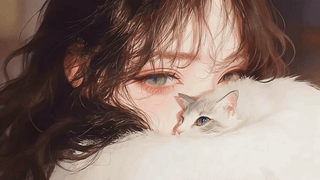 抱猫咪的女孩