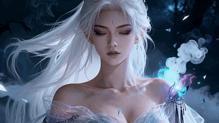 幽蓝白发清冷美人