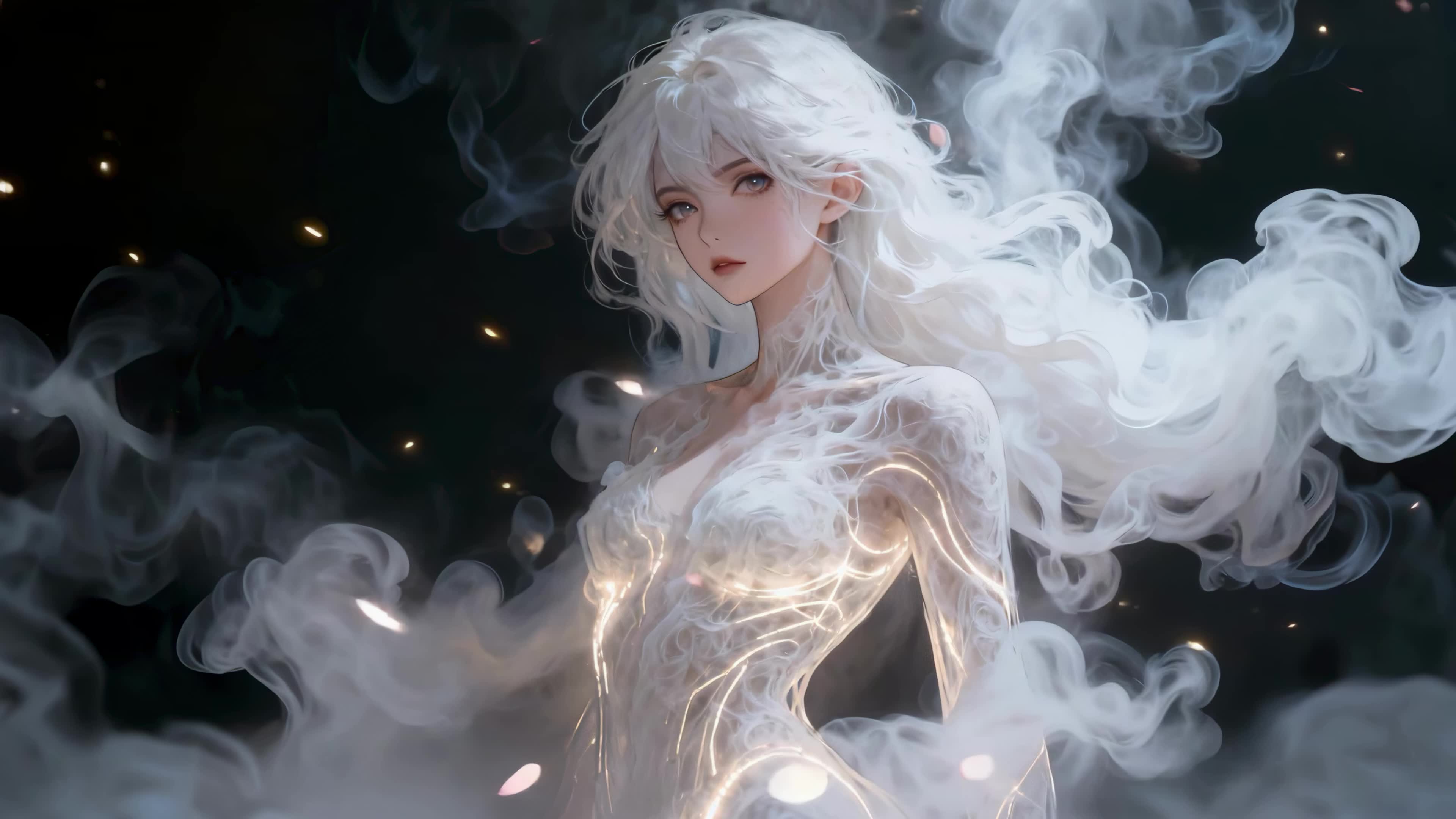 烟幻白发少女