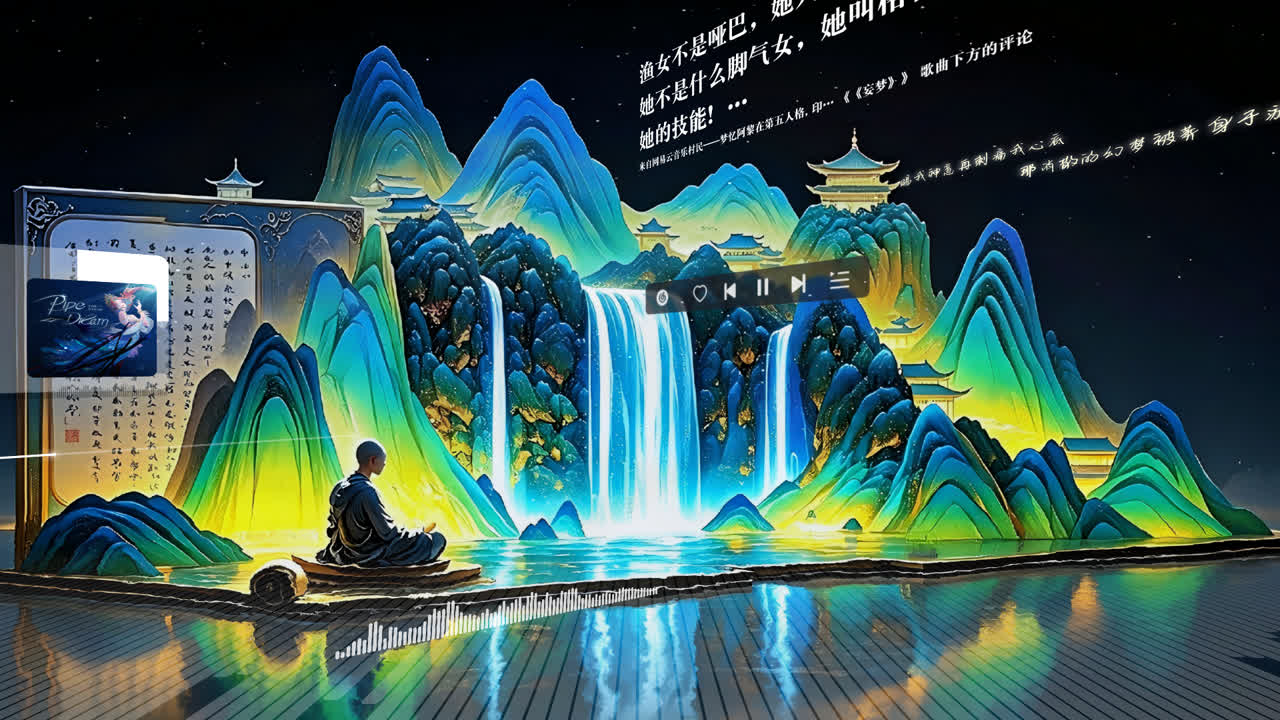 唯美荧光山水图