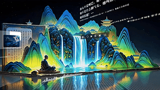 唯美荧光山水图