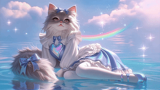 水边的拟人猫咪小姐