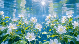 澄澈水下白花海