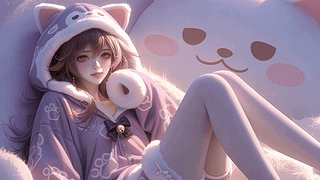 软萌紫系猫耳少女