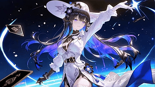 星空蓝发优雅纸牌少女