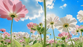 晴日粉白花海