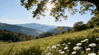 晴日山间绿野