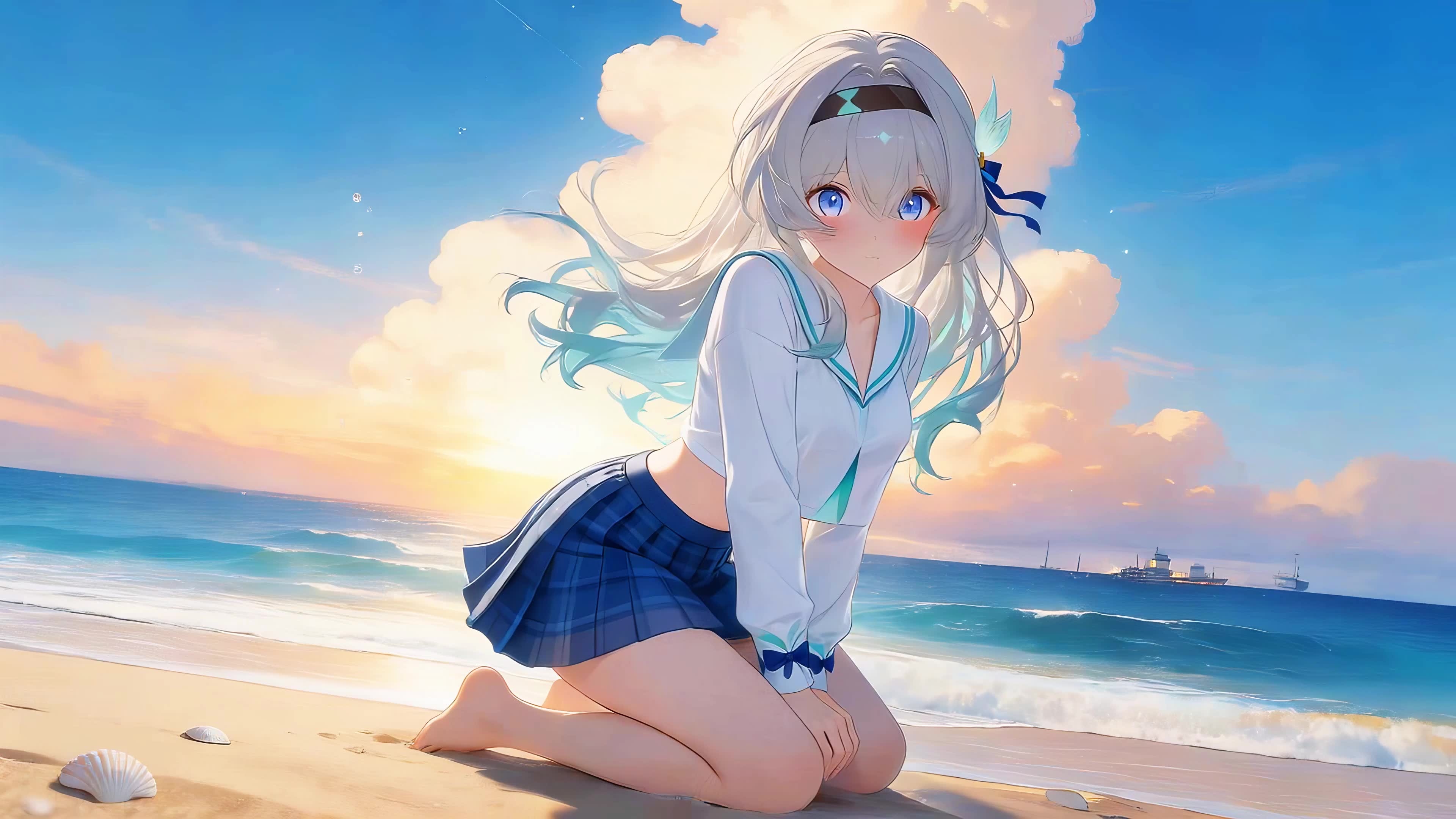 海边可爱短裙女孩