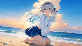 海边可爱短裙女孩