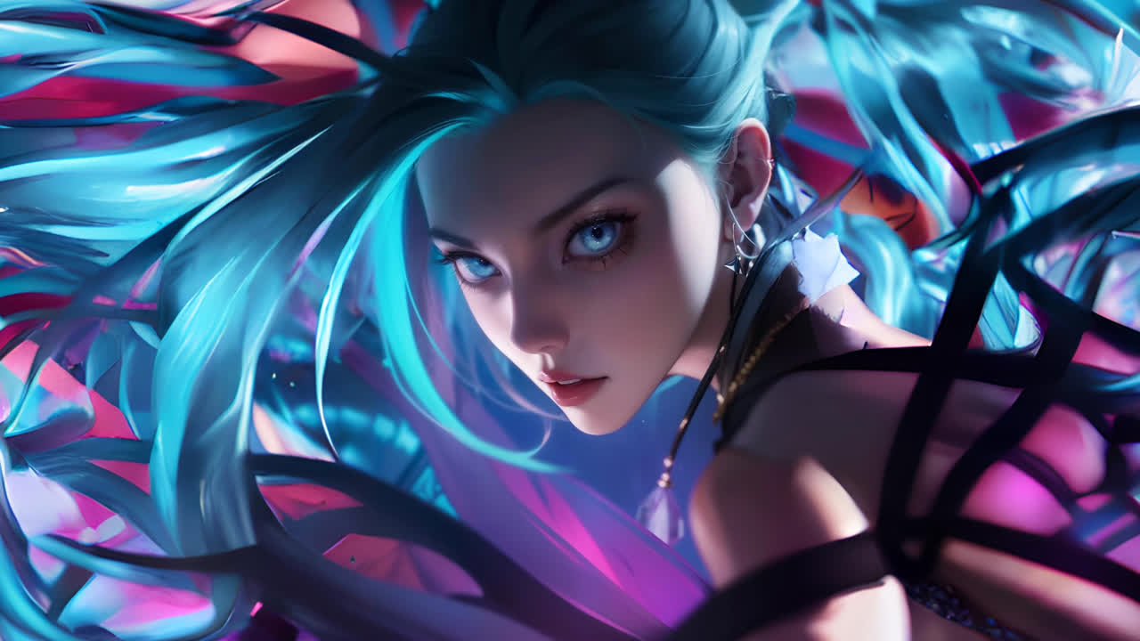 动漫女孩 英雄联盟 Jinx 近景