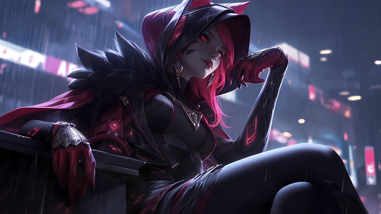 xayah 英雄联盟 赛博朋克
