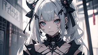 动漫少女 萝莉 白发 黑衣服