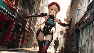 cammy killer bee 街头霸王 动漫女孩 未来感绿色紧身衣 红色帽子