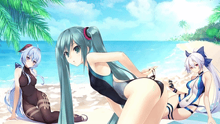海滩上的动漫女孩，Miku、Ganyu 等