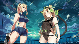 跨界动漫女孩 Samus 和 TMP 在夜晚