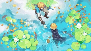 塞尔达和林克去游泳 动态壁纸 | 作者：thecozylittlejungle