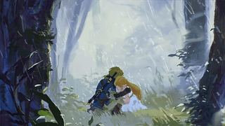 Link 和 Zelda 遭遇雨天（纵向）