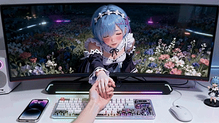 花海蓝发少女的牵手邀约
