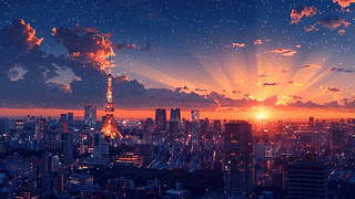 插画 动漫 城市