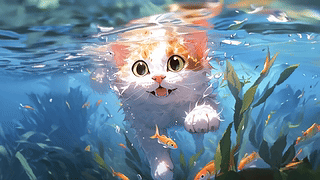 游泳的猫